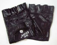 Перчатки для тяжёлой атлетики и велоспорта ОМОН чёрные, кожа, размер M