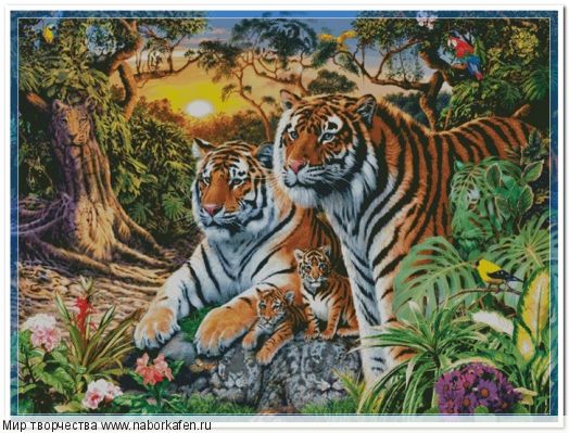 Набор для вышивания "Тигры на закате"