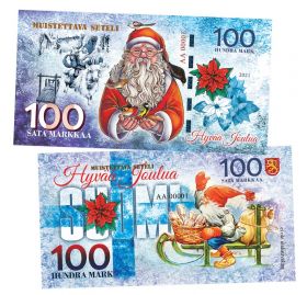 100 Sata markkaa Finland (финская марка) — Рождество Финляндия. UNC