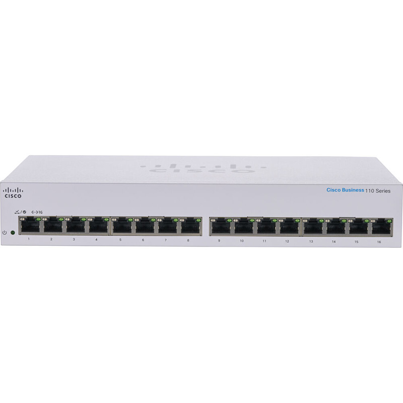 Коммутатор Cisco CBS110-16T Неуправляемый 16-ports, CBS110-16T-EU