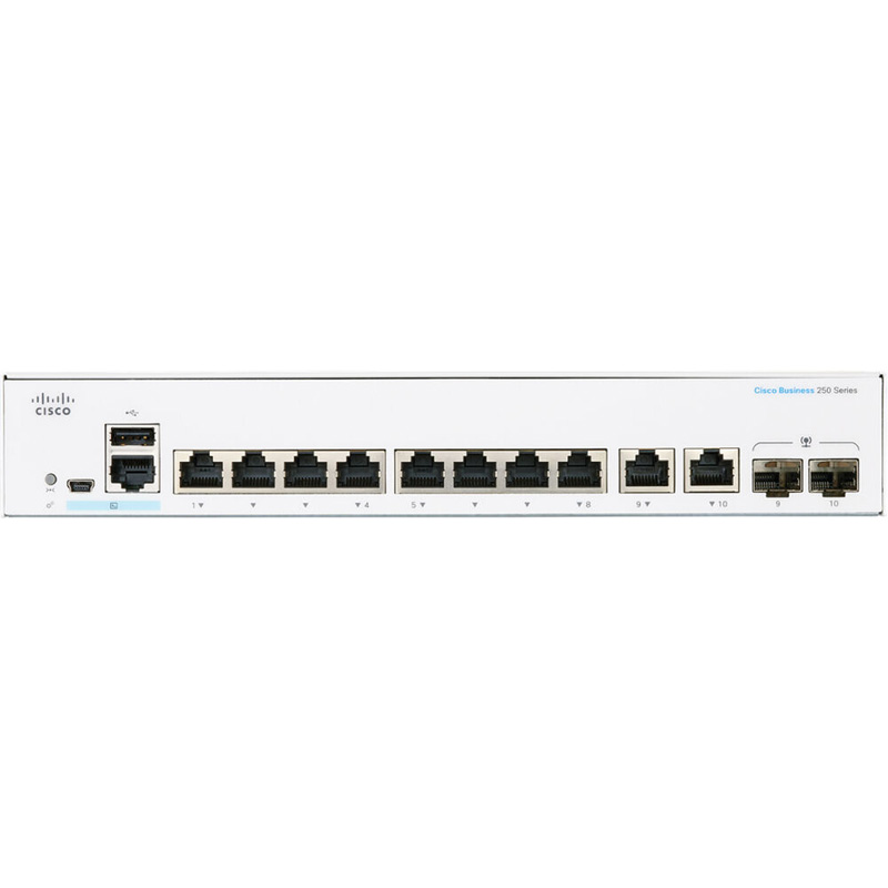 Коммутатор Cisco CBS250-8T-E-2G Управляемый 10-ports, CBS250-8T-E-2G-EU