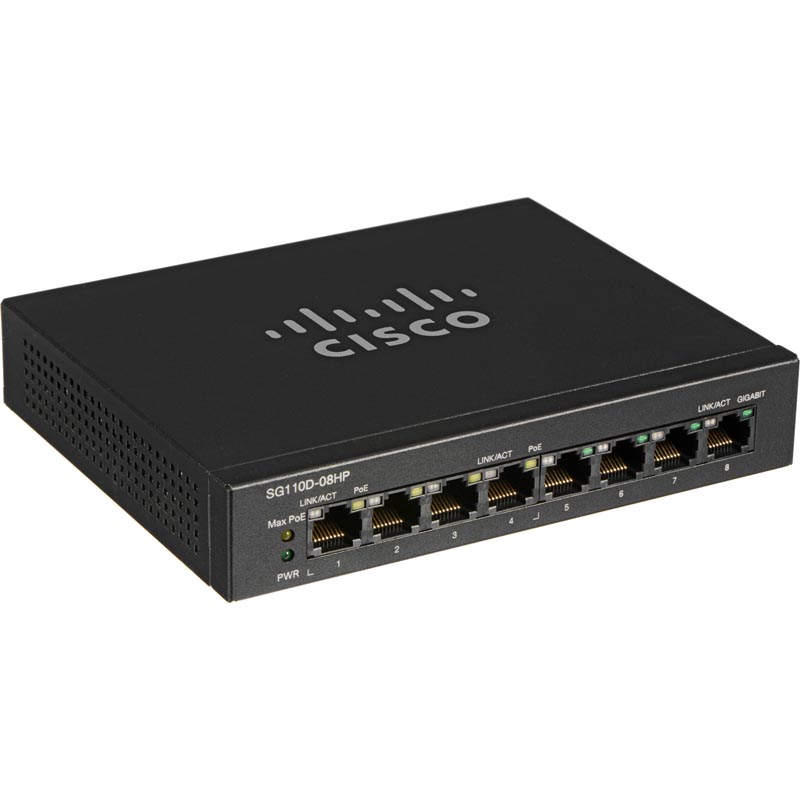 Коммутатор Cisco SG110D-08HP 4-PoE Неуправляемый 8-ports, SG110D-08HP-EU