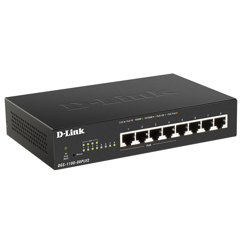 Коммутатор D-Link DGS-1100-08PLV2 4-PoE Smart 8-ports, DGS-1100-08PLV2/A1A
