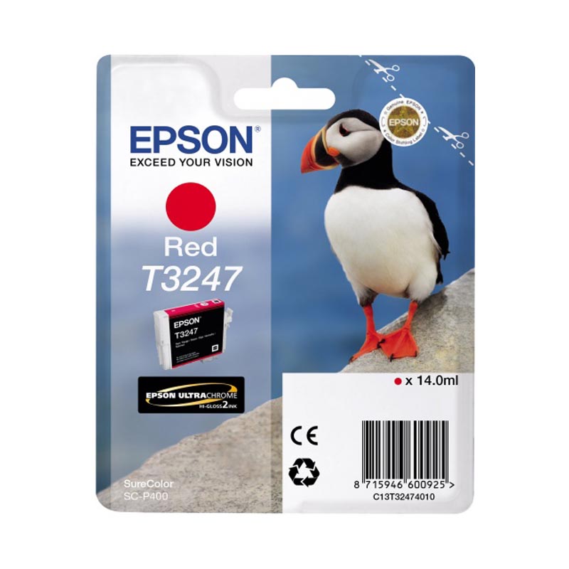 Картридж EPSON T3247 Струйный Красный 14мл, C13T32474010