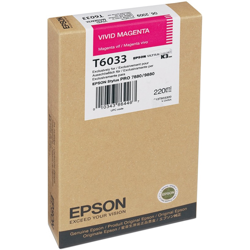 Картридж EPSON T6033 Струйный Пурпурный 220мл, C13T603300