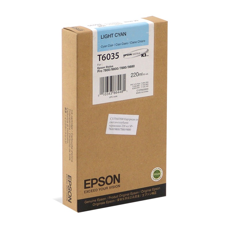 Картридж EPSON T6035 Струйный Светло-голубой 220мл, C13T603500
