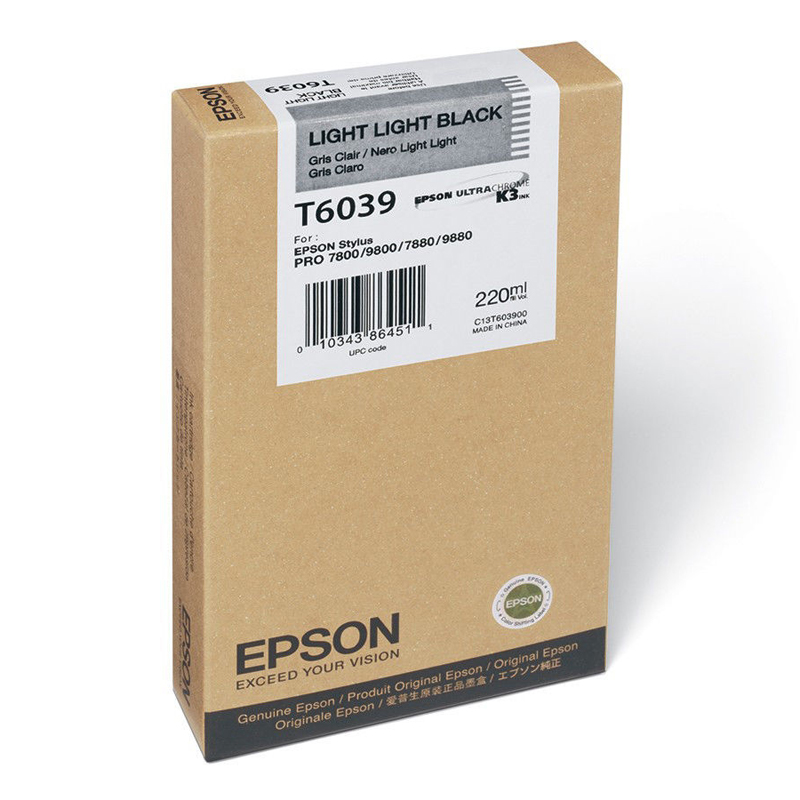Картридж EPSON T6039 Струйный Светло-серый 220мл, C13T603900