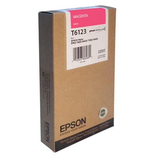 Картридж EPSON T6123 Струйный Пурпурный 220мл, C13T612300