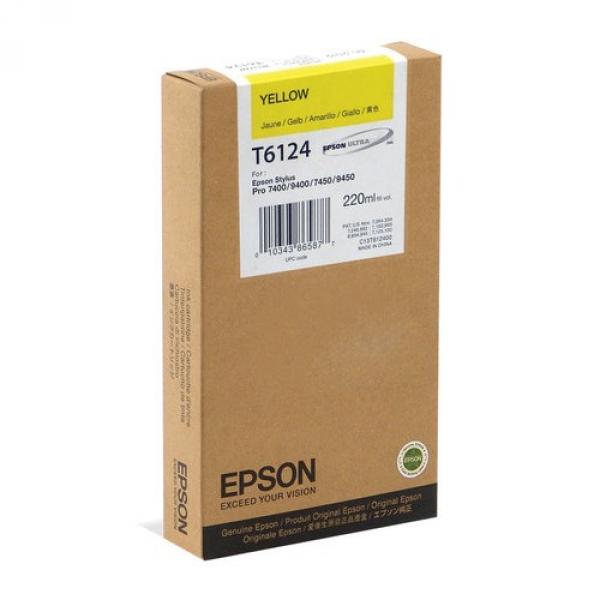 Картридж EPSON T6124 Струйный Желтый 220мл, C13T612400