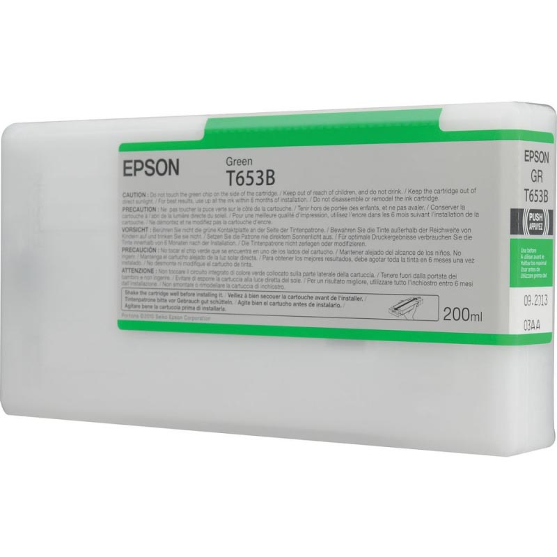Картридж EPSON T653B Струйный Зеленый 200мл, C13T653B00
