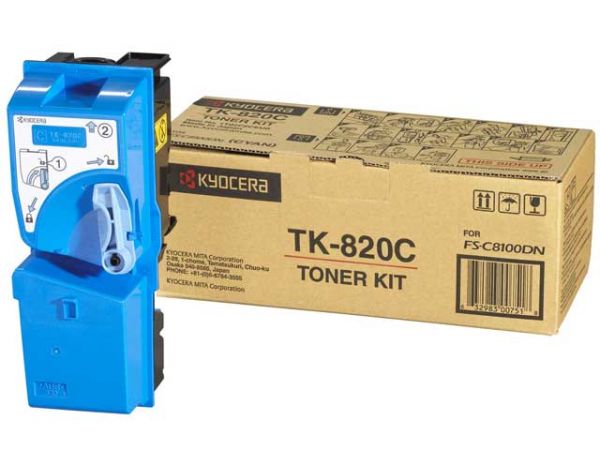 Тонер-картридж Kyocera TK-820C Лазерный Голубой 7000стр, 1T02HPCEU0
