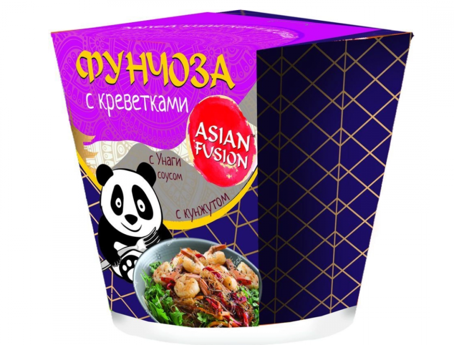 ASIAN FUSION Фунчоза с креветками и соусом Унаги с кунжутом картон 67г