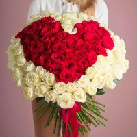 Букет из 101 розы Эквадорские в форме сердца №2