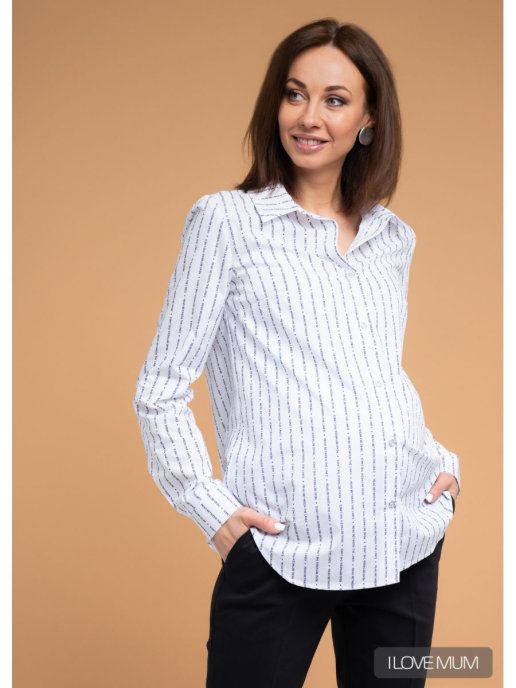 Рубашка "Арина" для беременных и кормящих белый/буквы