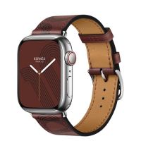 Часы Apple Watch Hermès Series 7 GPS + Cellular 41mm Silver Stainless Steel Case with Circuit H Single Tour Rouge H/Noir