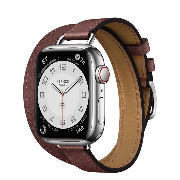 Часы Apple Watch Hermès Series 7 GPS + Cellular 41mm Silver Stainless Steel Case with Attelage Double Tour Rouge H