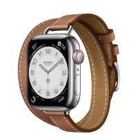 Часы Apple Watch Hermès Series 7 GPS + Cellular 41mm Silver Stainless Steel Case with Attelage Double Tour Gold