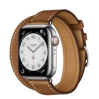 Часы Apple Watch Hermès Series 7 GPS + Cellular 41mm Silver Stainless Steel Case with Double Tour Fauve