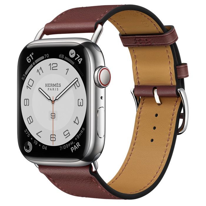 Часы Apple Watch Hermès Series 7 GPS + Cellular 45mm Silver Stainless Steel Case with Attelage Single Tour Rouge H