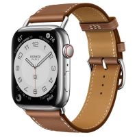 Часы Apple Watch Hermès Series 7 GPS + Cellular 45mm Silver Stainless Steel Case with Attelage Single Tour Gold