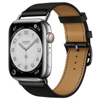 Часы Apple Watch Hermès Series 7 GPS + Cellular 45mm Silver Stainless Steel Case with Attelage Single Tour Noir