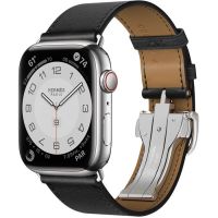 Часы Apple Watch Hermès Series 7 GPS + Cellular 45mm Silver Stainless Steel Case with Single Tour Deployment Buckle Noir