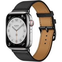 Часы Apple Watch Hermès Series 7 GPS + Cellular 45mm Silver Stainless Steel Case with Single Tour Noir