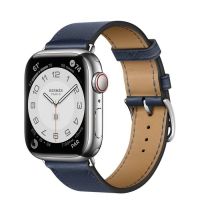 Часы Apple Watch Hermès Series 7 GPS + Cellular 41mm Silver Stainless Steel Case with Single Tour Navy