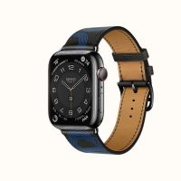 Часы Apple Watch Hermès Series 7 GPS + Cellular 45mm Space Black Stainless Steel Case with Circuit H Single Tour Noir/Bleu Électrique