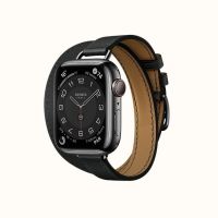 Часы Apple Watch Hermès Series 7 GPS + Cellular 41mm Space Black Stainless Steel Case with Double Tour Noir