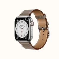 Часы Apple Watch Hermès Series 7 GPS + Cellular 41mm Silver Stainless Steel Case with Single Tour Étoupe