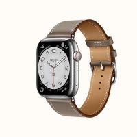 Часы Apple Watch Hermès Series 7 GPS + Cellular 45mm Silver Stainless Steel Case with Single Tour Étoupe