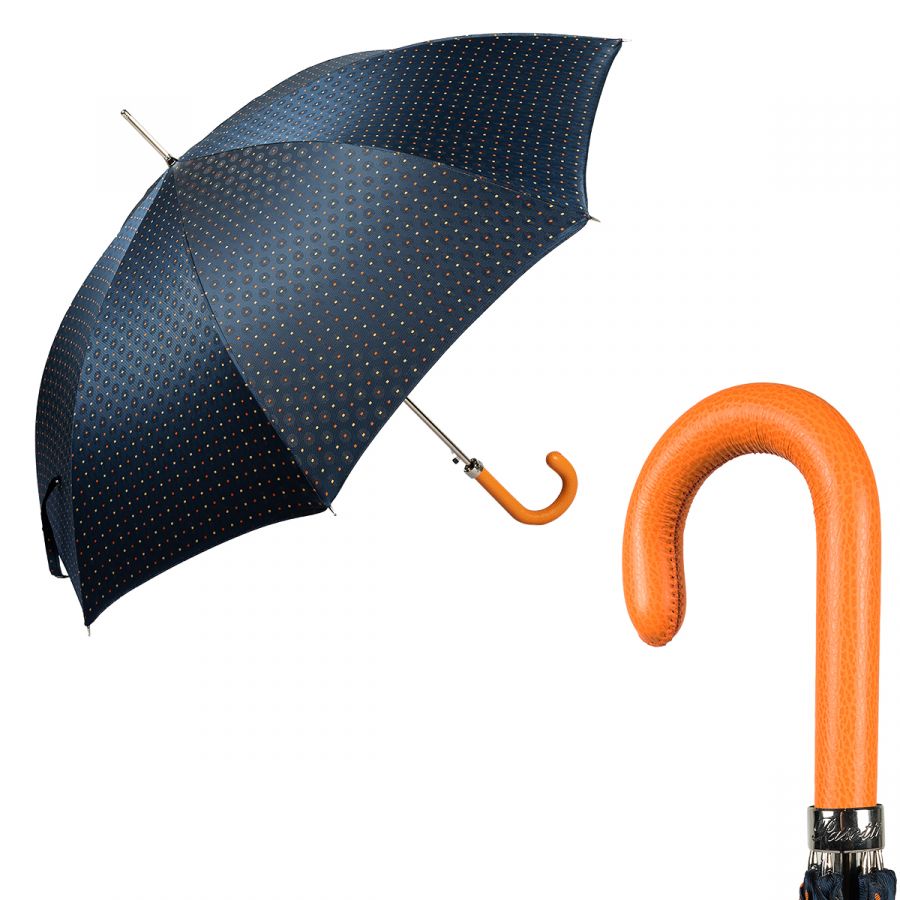 Зонт-трость Pasotti Grana Blu Pelle Orange
