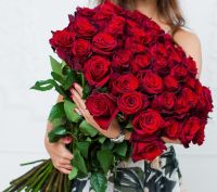 Красная  роза 80 см (от 9 штук)