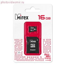 Карта памяти Mirex 16Gb microSDHC с SD-адаптером (UHS-I)