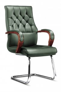 Кресло офисное / Ботичелли CF / дерево / зеленая экокожа