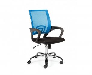 Кресло офисное / Спринг / (blue - black) база хром / синяя сетка / черная ткань