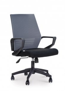 Кресло офисное / Эрго black LB / черный пластик / серая сетка / черная ткань