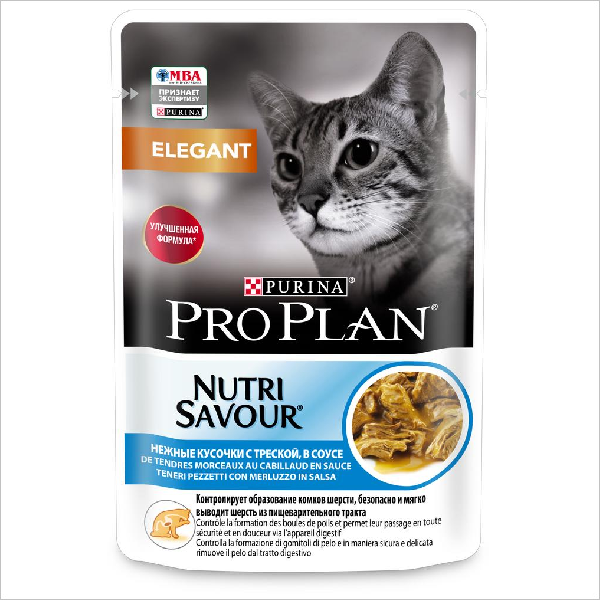 Влажный корм для кошек Pro Plan Nutrisavour Derma Plus с треской 85 гр