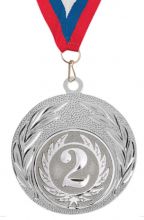 Медаль наградная за 2 место 40 мм с лентой