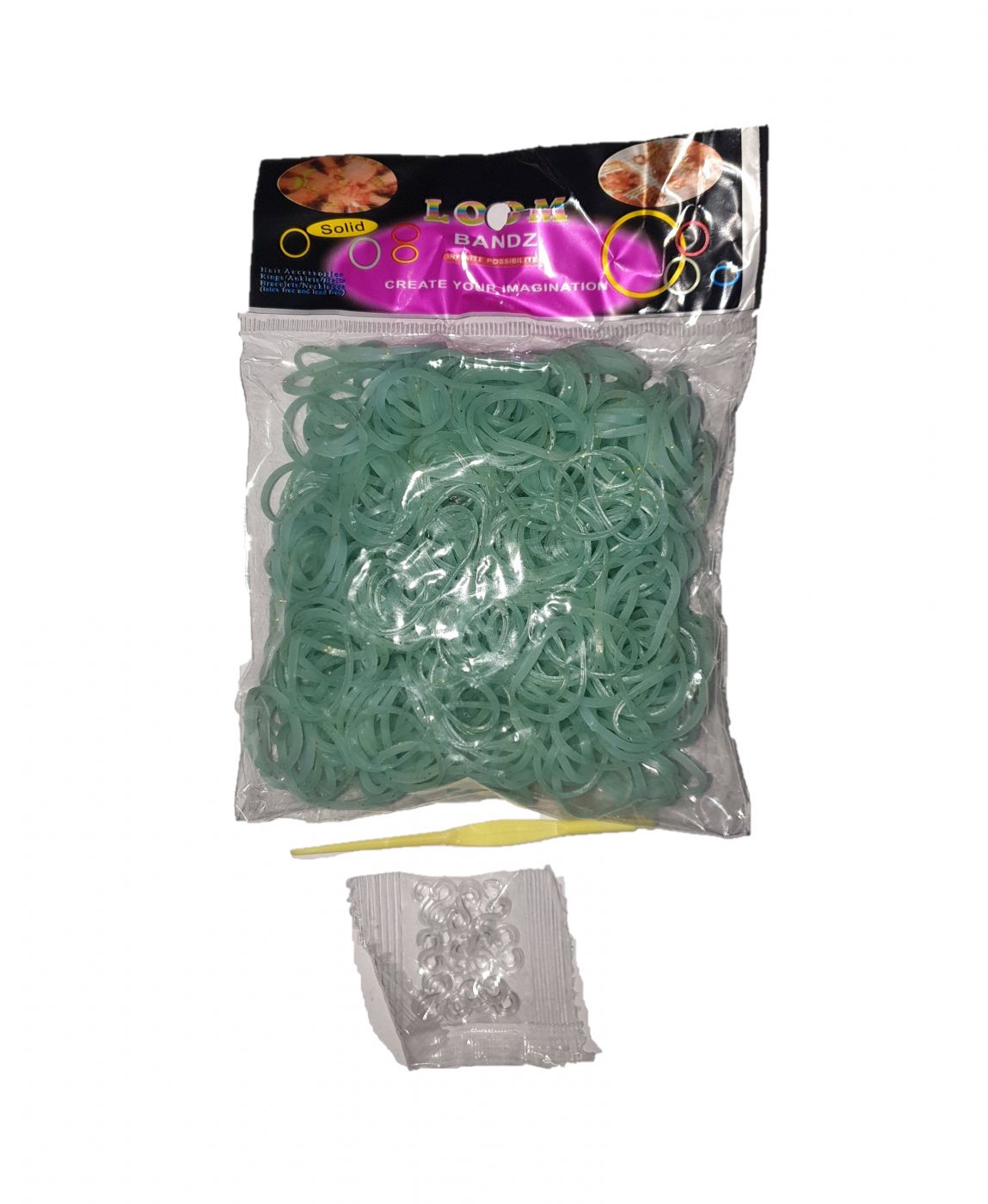 Резинка для плетения браслетов 1000 шт. цвет зеленый неон