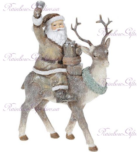 Статуэтка новогодняя 22 см "Санта Клаус на олене"