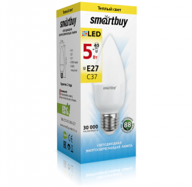 Лампа светодиодная С37-5W-4000K-E27, SMARTBUY