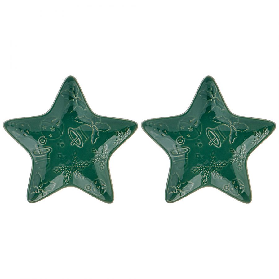 Набор тарелок-звезда "Celebration" 2 шт. 14 см зеленый