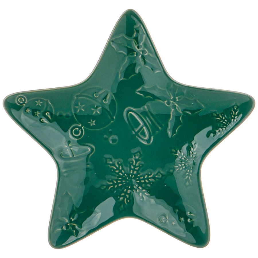 Тарелка-звезда "Celebration" 18 см зеленая