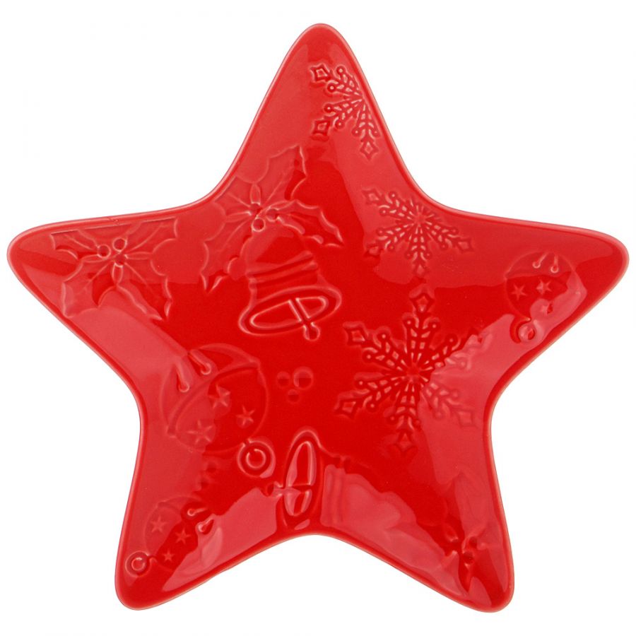 Тарелка-звезда "Celebration" 18 см красная