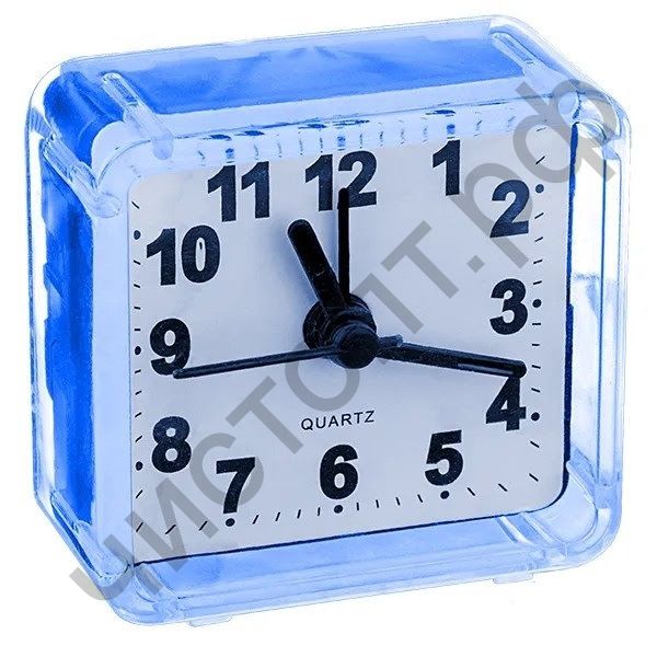 Часы -будильник настол. Perfeo Quartz "PF-TC-001", квадратные 5,5*5,5 см, синие