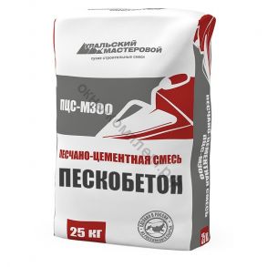 Уральский Мастеровой Песчано-цементная смесь М300, ПЕСКОБЕТОН, 25 кг, шт код:102696