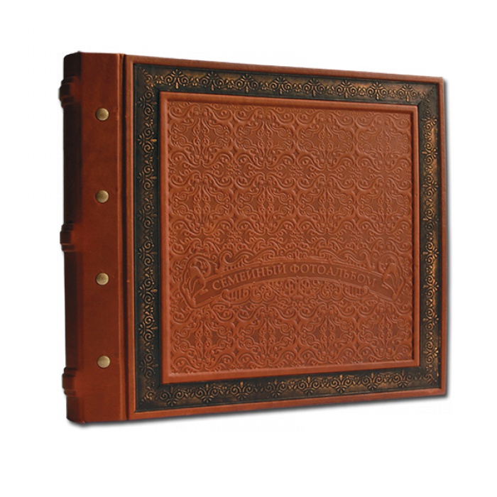 Семейный кожаный фотоальбом в стиле 19 века - 96 страниц, модель 2