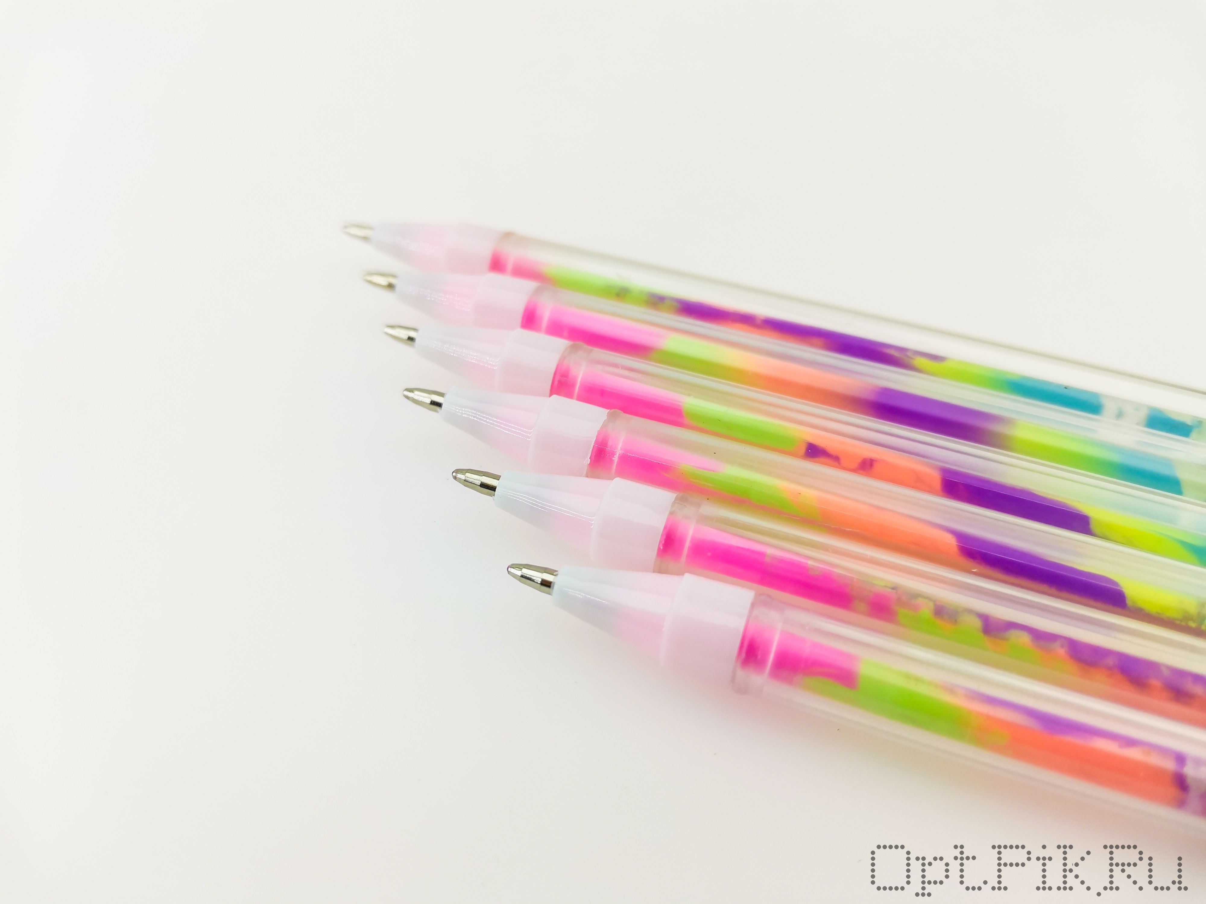 Ручка гелевая с разноцветным радужным стержнем, цвет меняется
